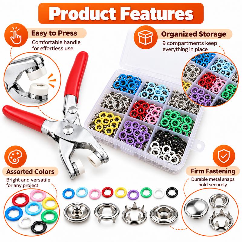 100pcs Invisible Colored Metal Buckle & 1 Count Manual Pressure Pliers