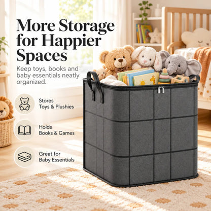Large Zippered Reinforced Foldable Fabric Organizer Bin with Reliable Closure, Spacious Household Carryall for Bedding and Apparel, Ideal for Closet Storage and Moving Prep,sohochic.