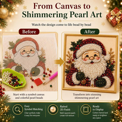 🧘Relaxing & Beginner-Friendly-💎DIY Christmas 3D Pearl Diamond Painting Art Kit With Frame