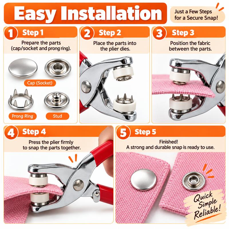 100pcs Invisible Colored Metal Buckle & 1 Count Manual Pressure Pliers