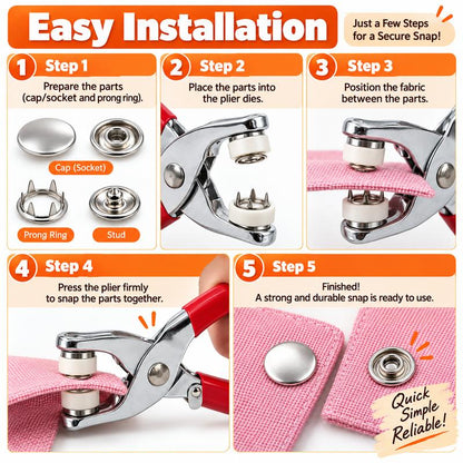 100pcs Invisible Colored Metal Buckle & 1 Count Manual Pressure Pliers