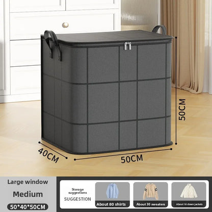 Large Zippered Reinforced Foldable Fabric Organizer Bin with Reliable Closure, Spacious Household Carryall for Bedding and Apparel, Ideal for Closet Storage and Moving Prep,sohochic.