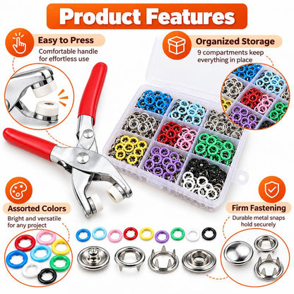 100pcs Invisible Colored Metal Buckle & 1 Count Manual Pressure Pliers