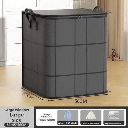 Large Zippered Reinforced Foldable Fabric Organizer Bin with Reliable Closure, Spacious Household Carryall for Bedding and Apparel, Ideal for Closet Storage and Moving Prep,sohochic.