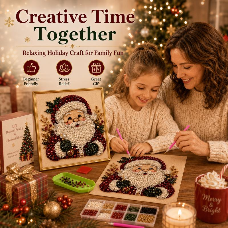 🧘Relaxing & Beginner-Friendly-💎DIY Christmas 3D Pearl Diamond Painting Art Kit With Frame