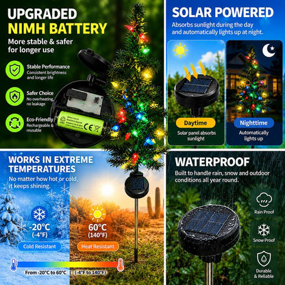 Solar Christmas Tree Garden Stake 4 Pack Outdoor Christmas Trees for Yard