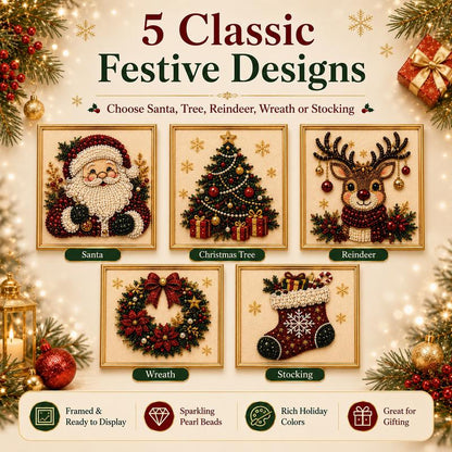 🧘Relaxing & Beginner-Friendly-💎DIY Christmas 3D Pearl Diamond Painting Art Kit With Frame