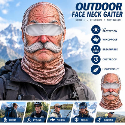 Funny Old Man Face Balaclava Mask, Dralon Thermal Fabric Winter Ski Mask, Warm Wind-Resistant Full Face Cover, Novelty Outdoor Headwear for Men & Women, Skiing, Cycling, Hiking & Winter Activities