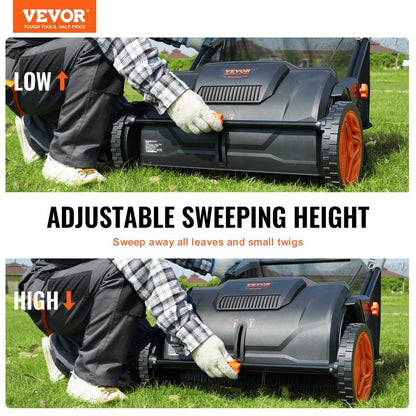 21-inch Leaf & Grass Collector, Strong Rubber Wheels & Heavy Duty Thickened Steel Durable To Use With Large Capacity 3.5 Cu. Ft. Mesh Collection Hopper Bag, 2 Spinning Brushes