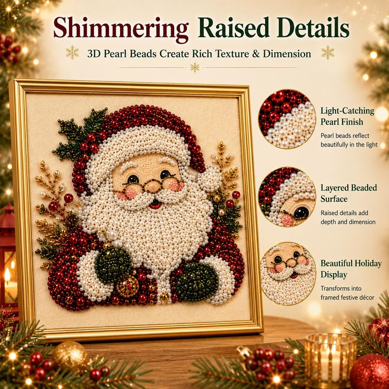 🧘Relaxing & Beginner-Friendly-💎DIY Christmas 3D Pearl Diamond Painting Art Kit With Frame