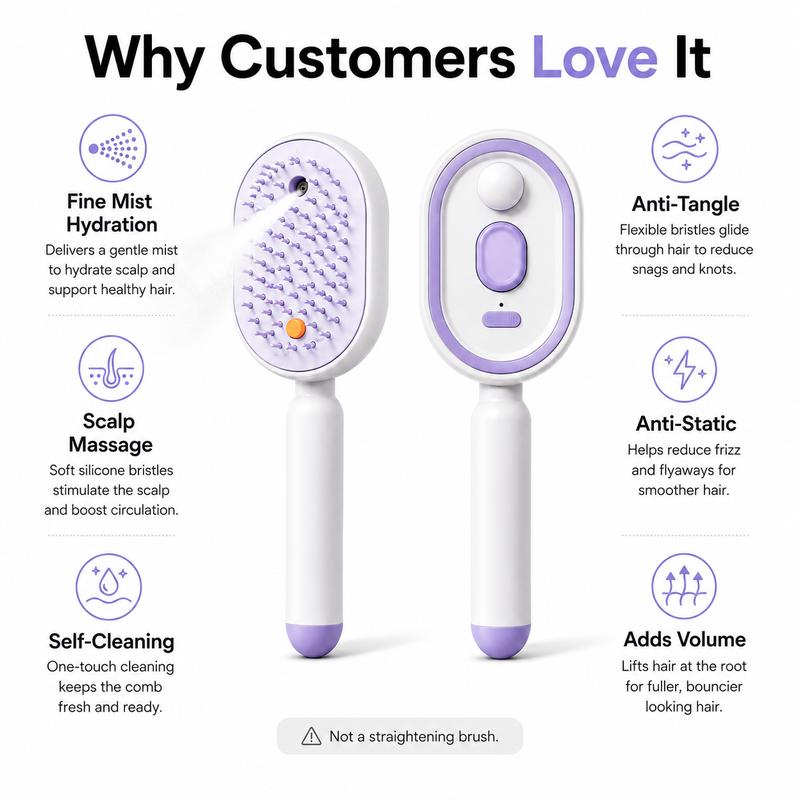 Electric Spray Massage Comb With Essential Oil