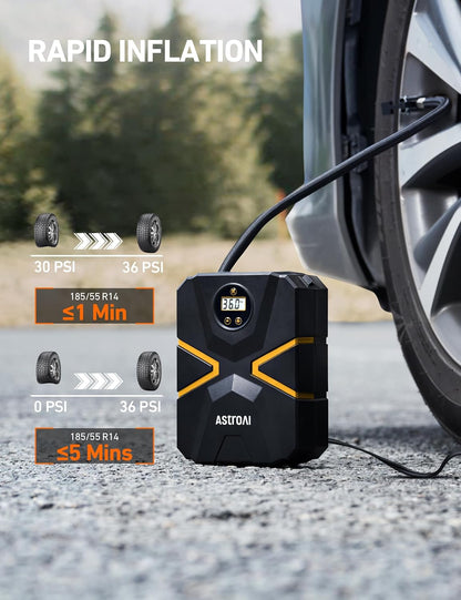 Digital Display Car Tire Inflator Portable, 12V DC Air Compressor W&LED Light