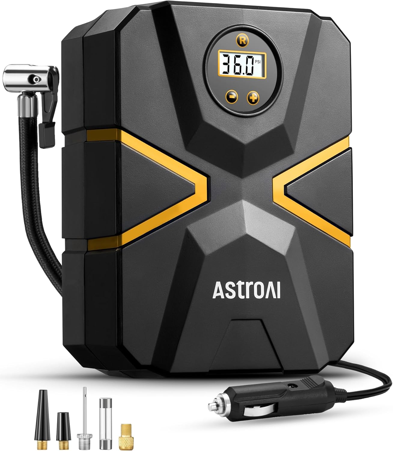 Digital Display Car Tire Inflator Portable, 12V DC Air Compressor W&LED Light