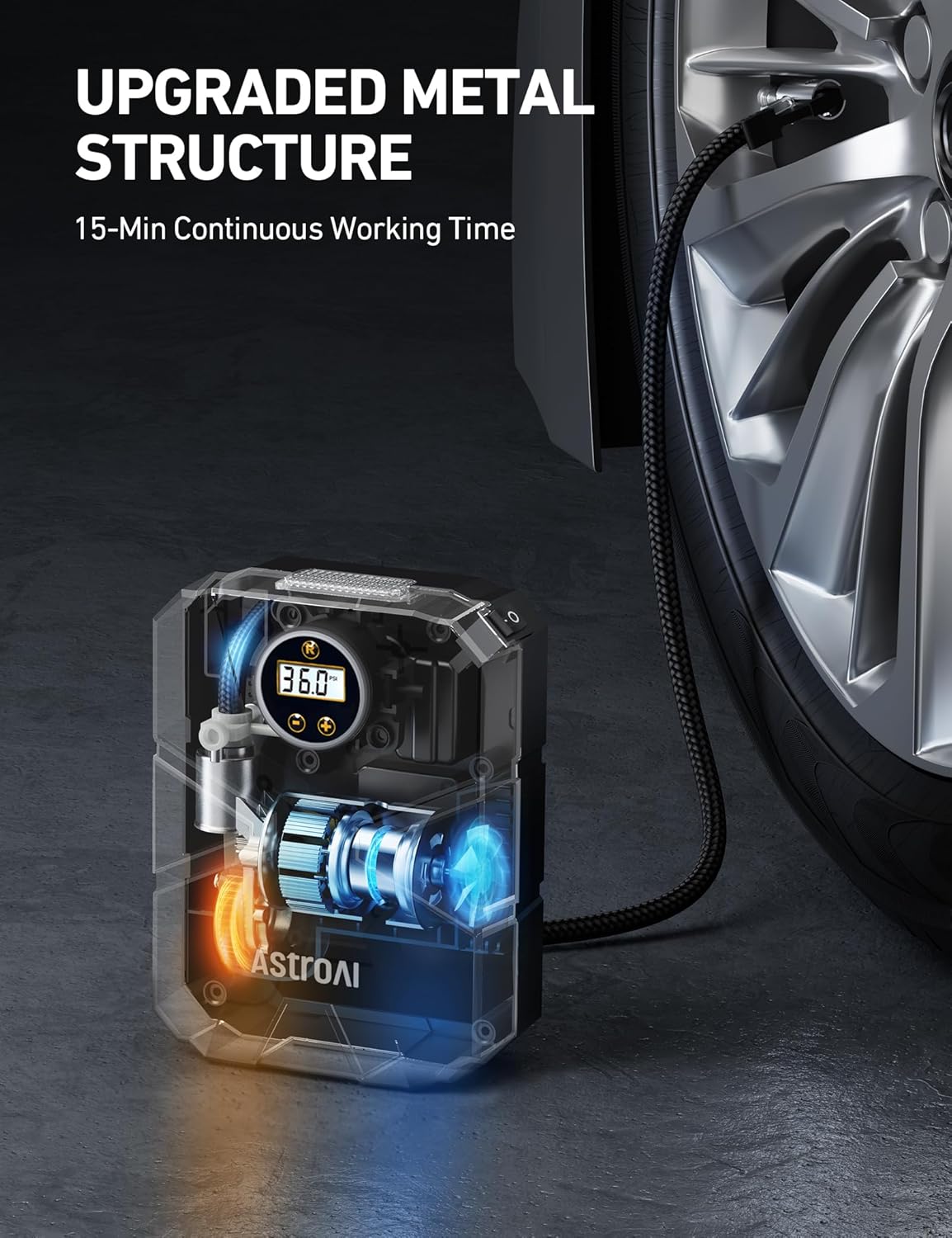 Digital Display Car Tire Inflator Portable, 12V DC Air Compressor W&LED Light