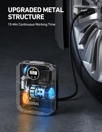 Digital Display Car Tire Inflator Portable, 12V DC Air Compressor W&LED Light