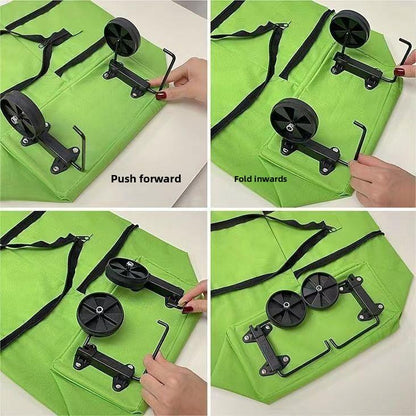 3 in 1 Portable Shopping Cart Foldable Grocery Trolley Lightweight with Wheels