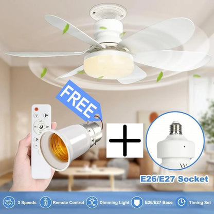 LED Ceiling Fan Light – 20.5” Ultra-Quiet with Remote 🎯 | E27 + FREE