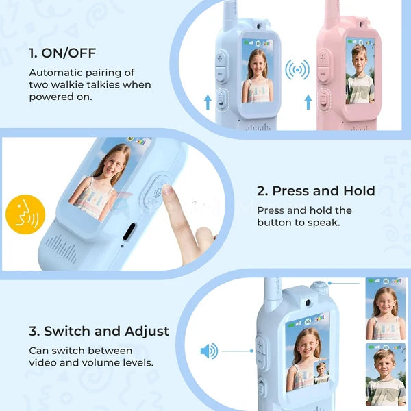 Kids Video Walkie Talkie Set (2-Pack) - Intercom with Camera & Screen
