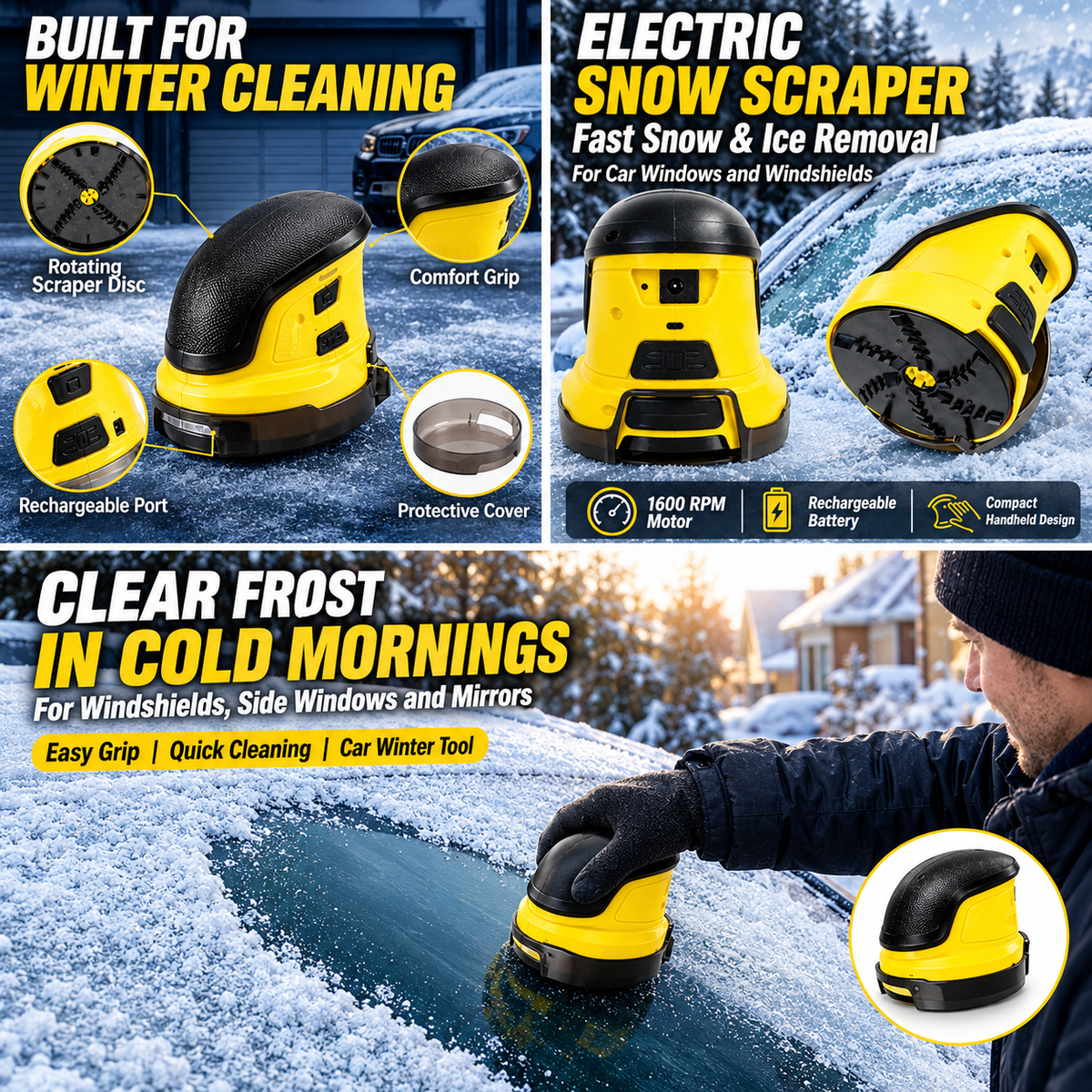 USB Rechargeable Electric Car Window Ice Snow Frost Scraper Remover