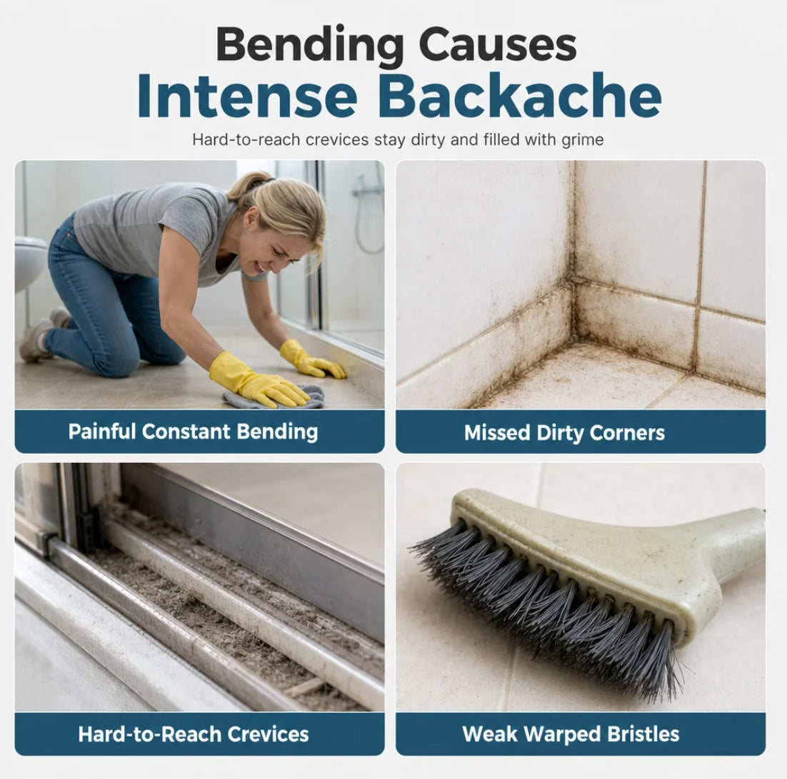 Adjustable Length Stainless Steel Telescopic Long Handle Crevice Cleaning Brush, Narrow Gap Cleaner for Bathroom, Hard-to-Reach Spaces