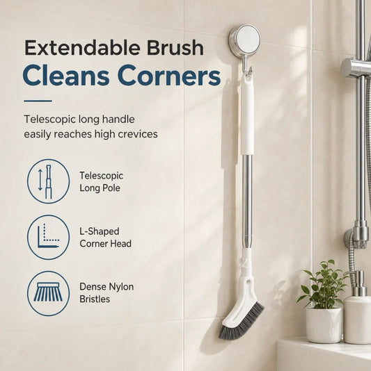 Adjustable Length Stainless Steel Telescopic Long Handle Crevice Cleaning Brush, Narrow Gap Cleaner for Bathroom, Hard-to-Reach Spaces