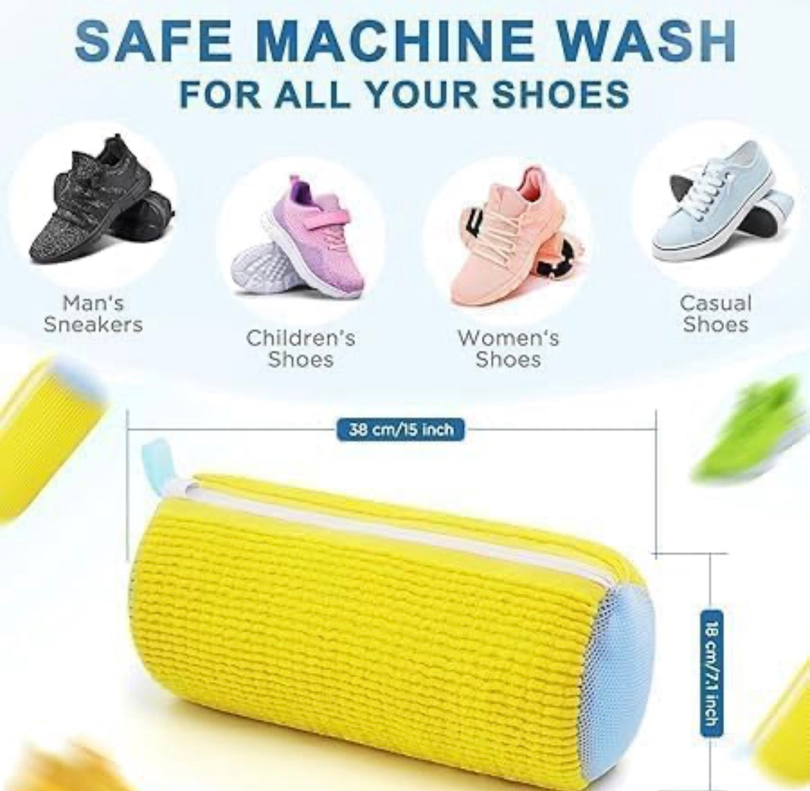 Shoe Washing Machine Bag Reusable Laundry Shoe Bag, 360° Deep Cleaning Sneaker Washing Bag