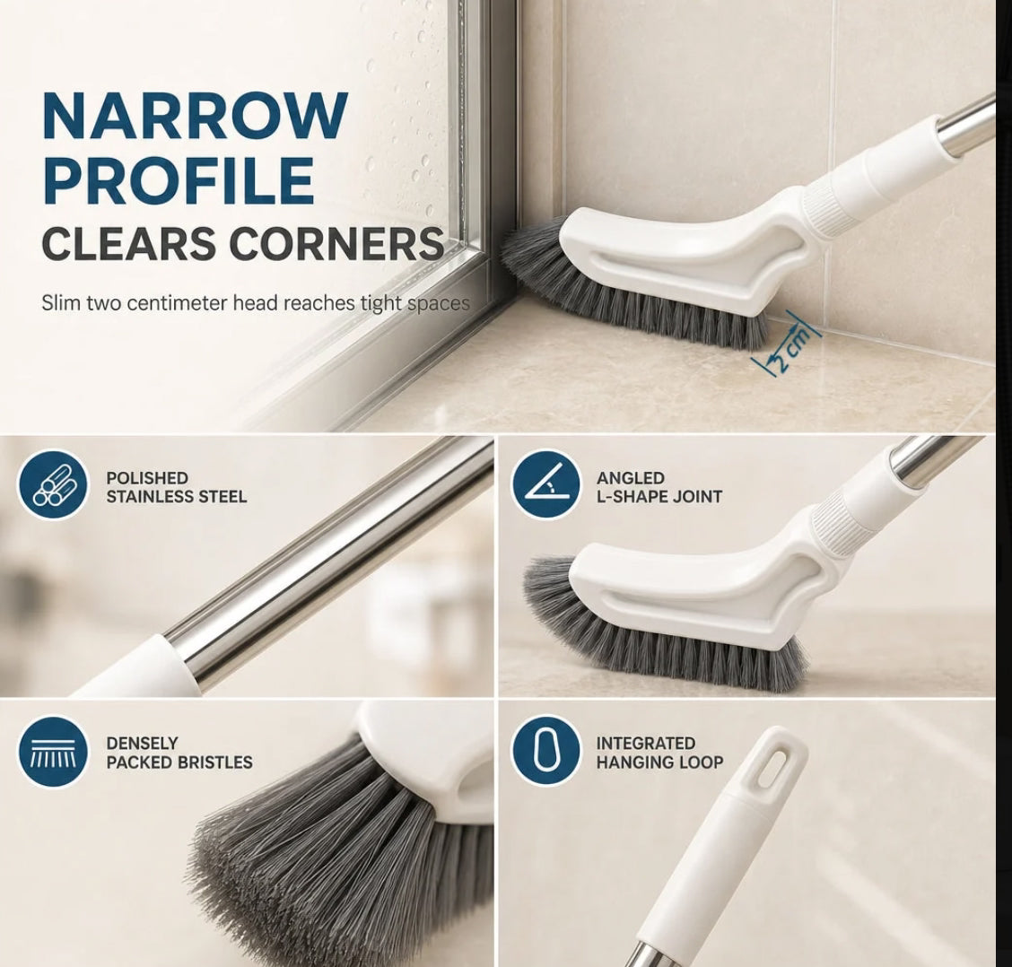 Adjustable Length Stainless Steel Telescopic Long Handle Crevice Cleaning Brush, Narrow Gap Cleaner for Bathroom, Hard-to-Reach Spaces