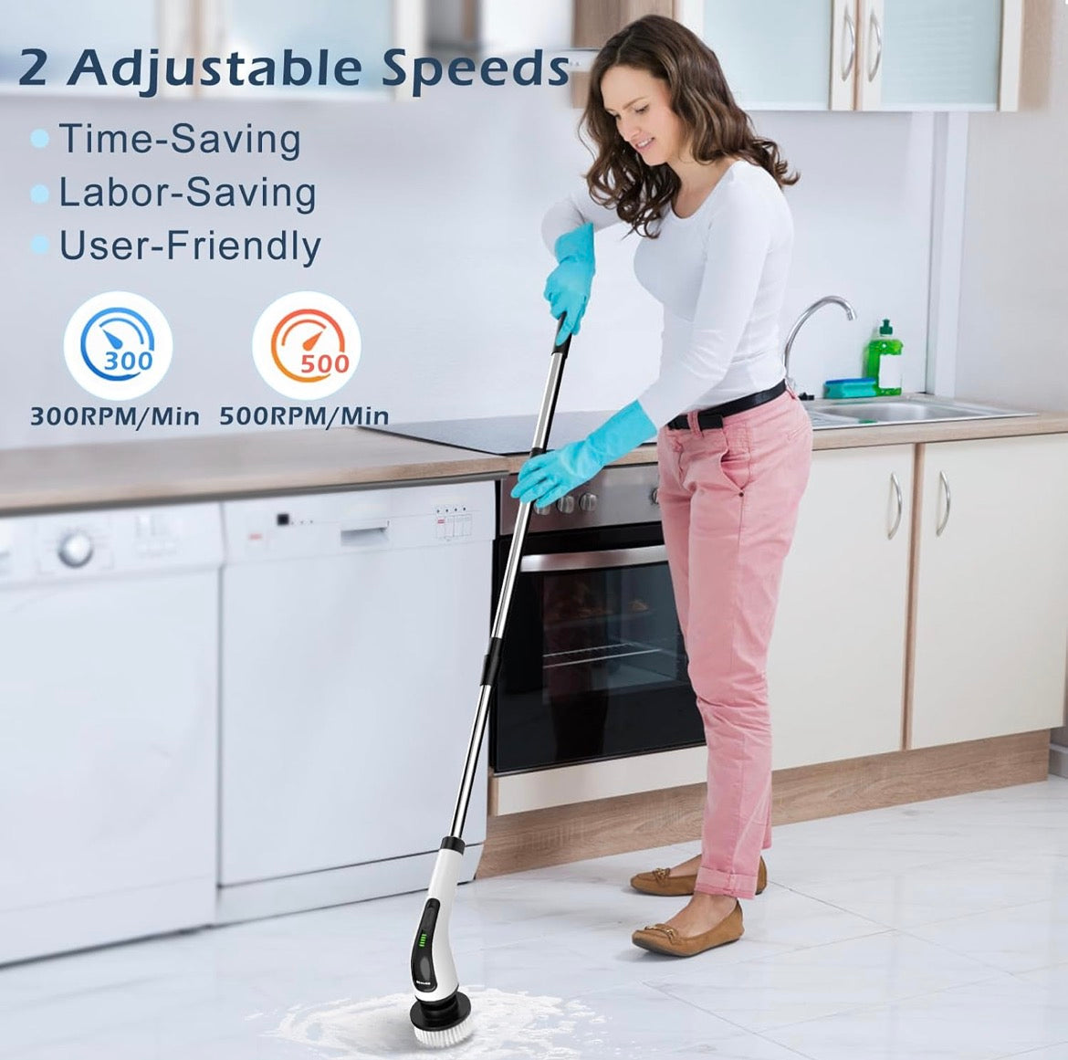 Electric Spin Scrubber, 7Replaceable Brush Heads for Home