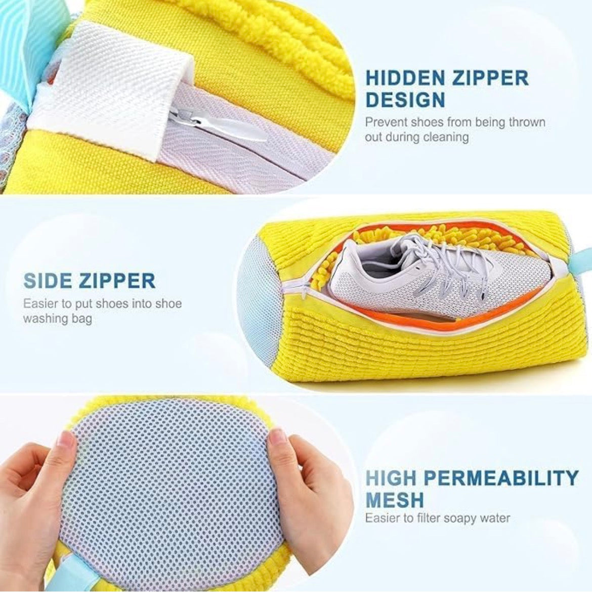 Shoe Washing Machine Bag Reusable Laundry Shoe Bag, 360° Deep Cleaning Sneaker Washing Bag