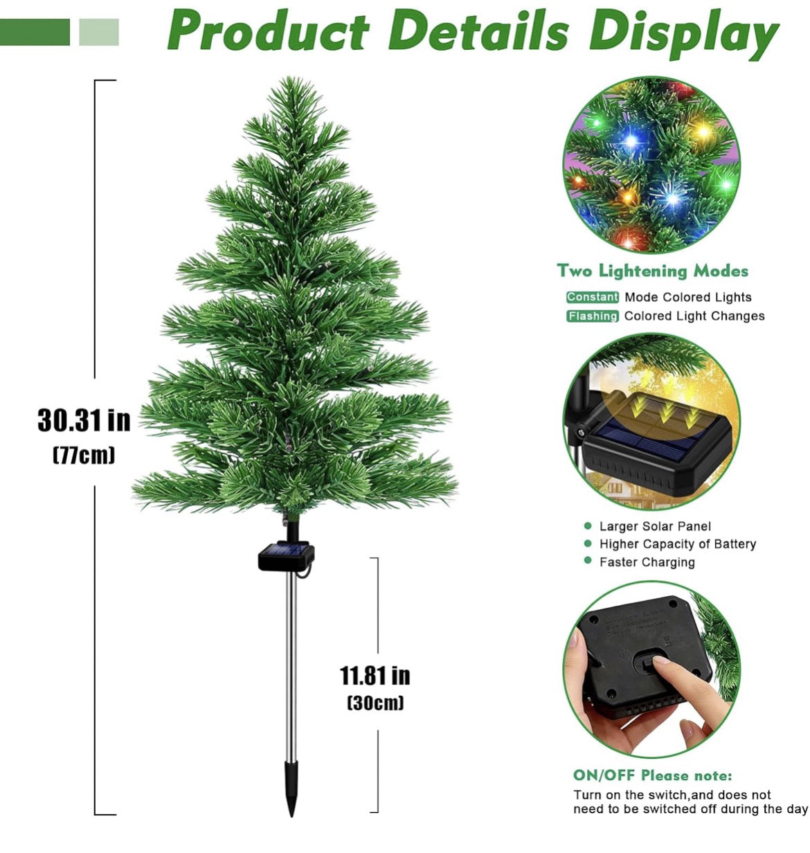 Solar Christmas Tree Garden Stake 4 Pack Outdoor Christmas Trees for Yard