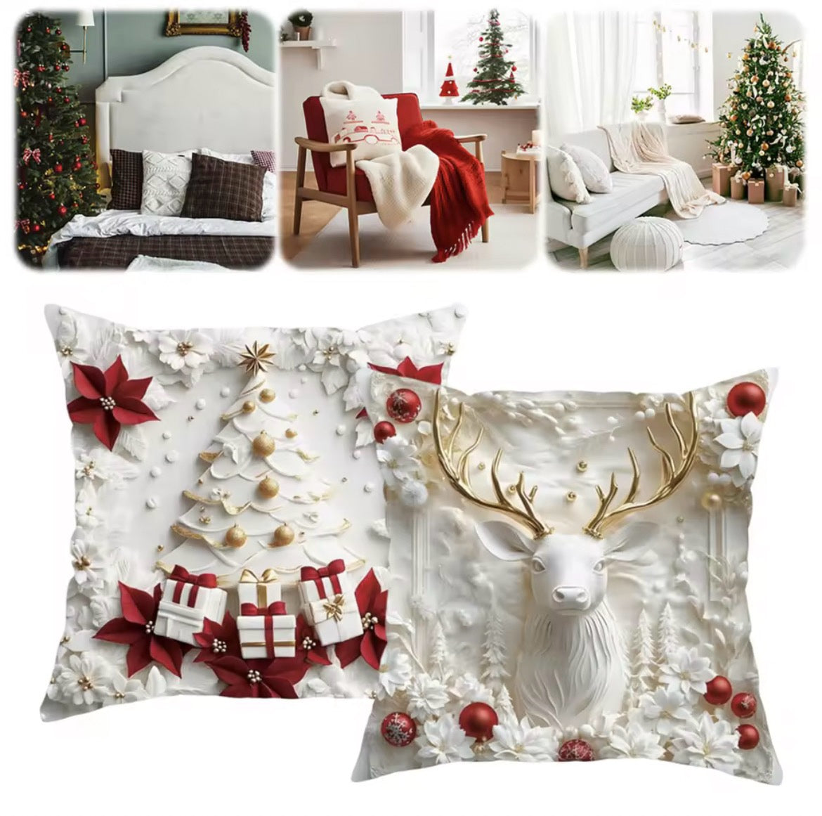 Pillow Covers Christmas Decorations Pillowcase Holiday Cushion Case for Bedroom Sofa Holiday Winter Home Decor