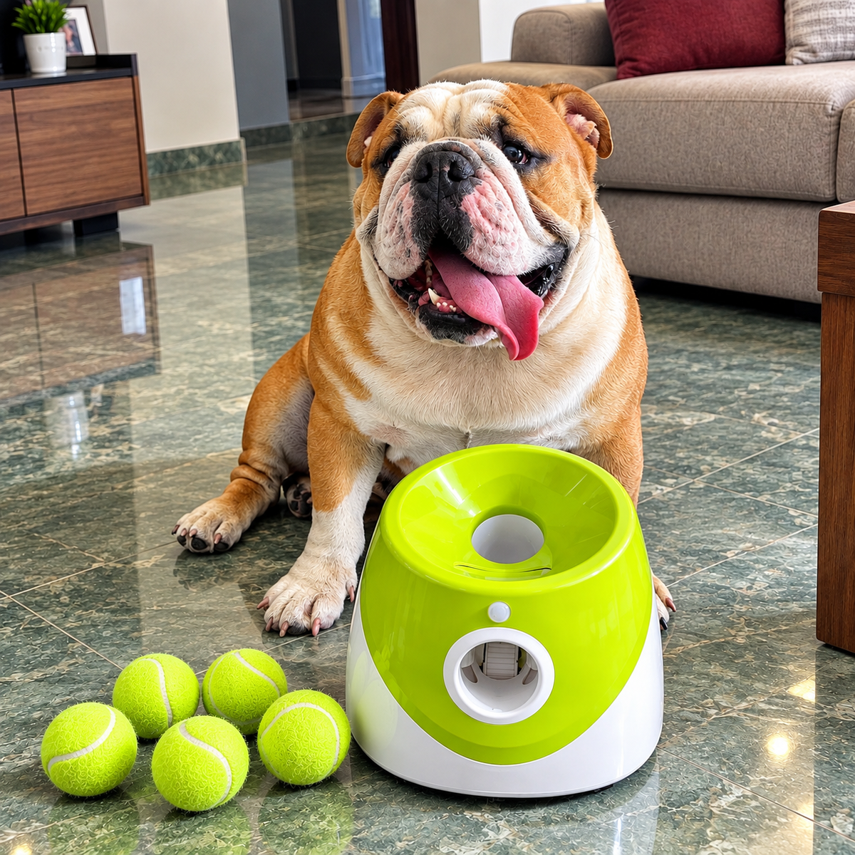 Automatic Dog Ball Launcher Toy + Free Tennis Balls 6
