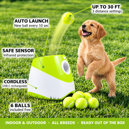 Automatic Dog Ball Launcher Toy + Free Tennis Balls 6
