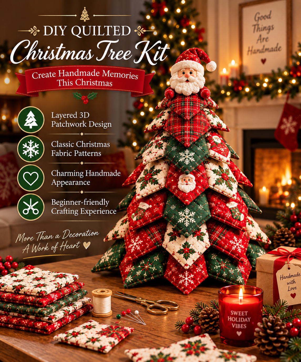 DIY Quilted Santa Christmas Tree Kit 🎄