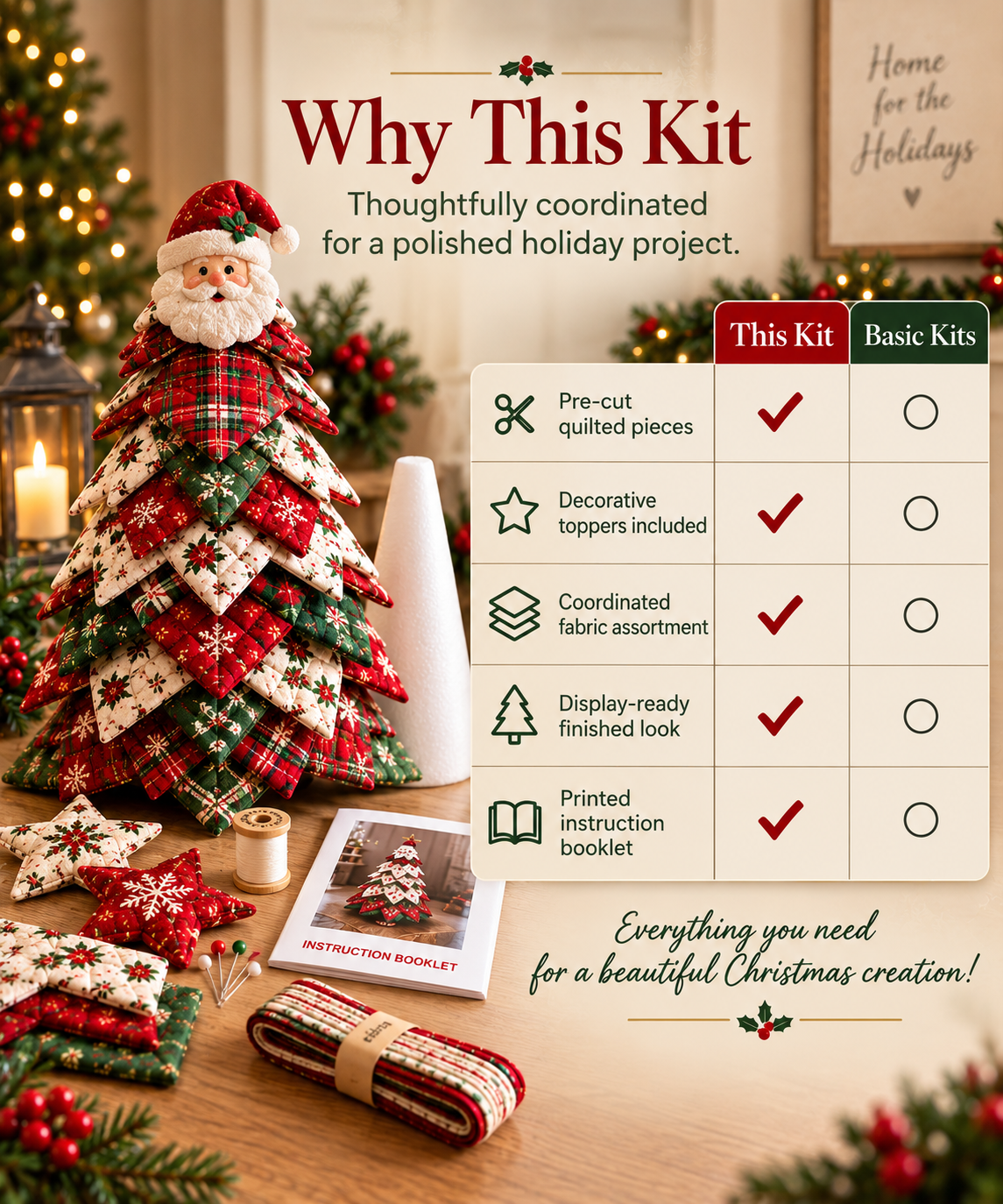 DIY Quilted Santa Christmas Tree Kit 🎄