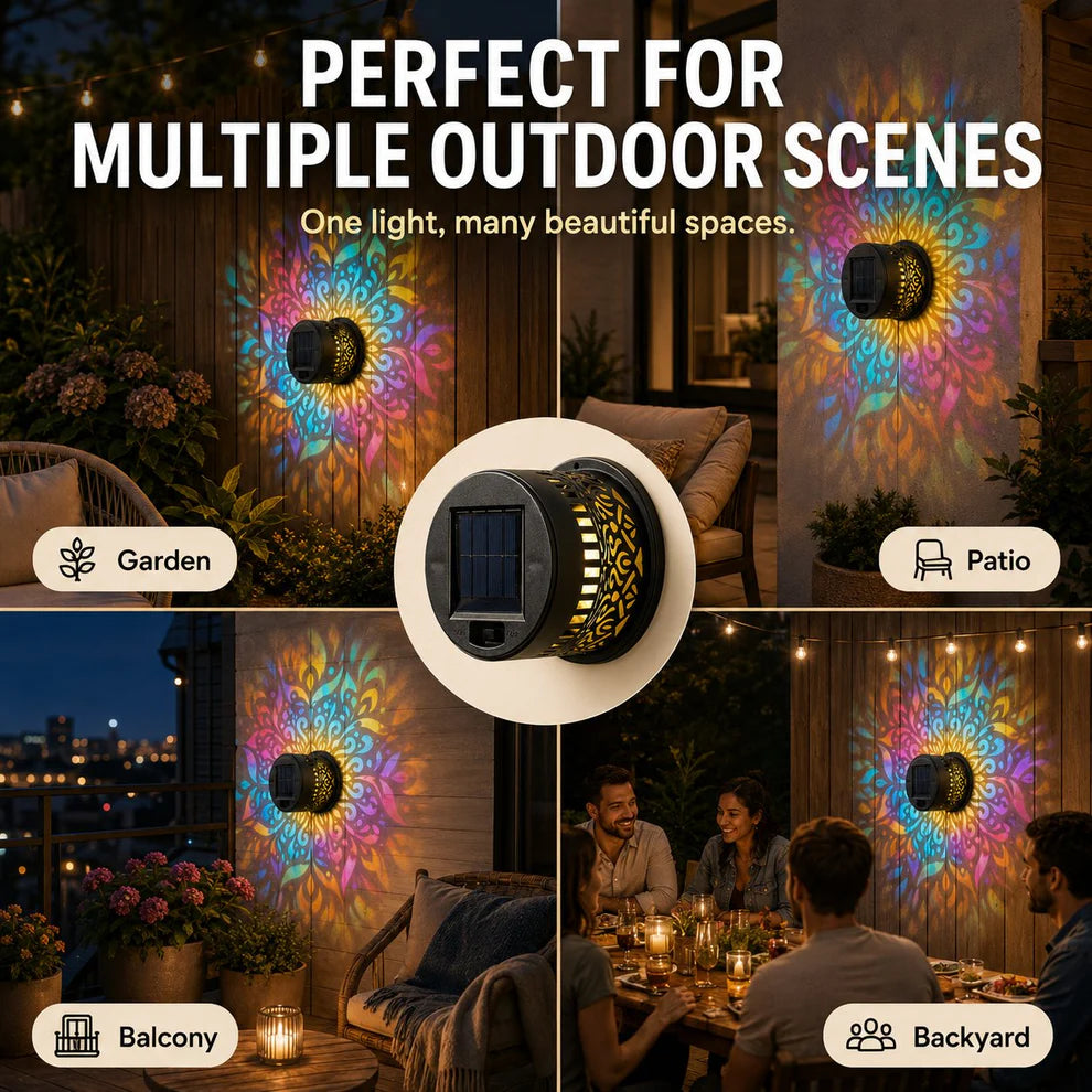 Solar-powered Outdoor Wall Light Projector