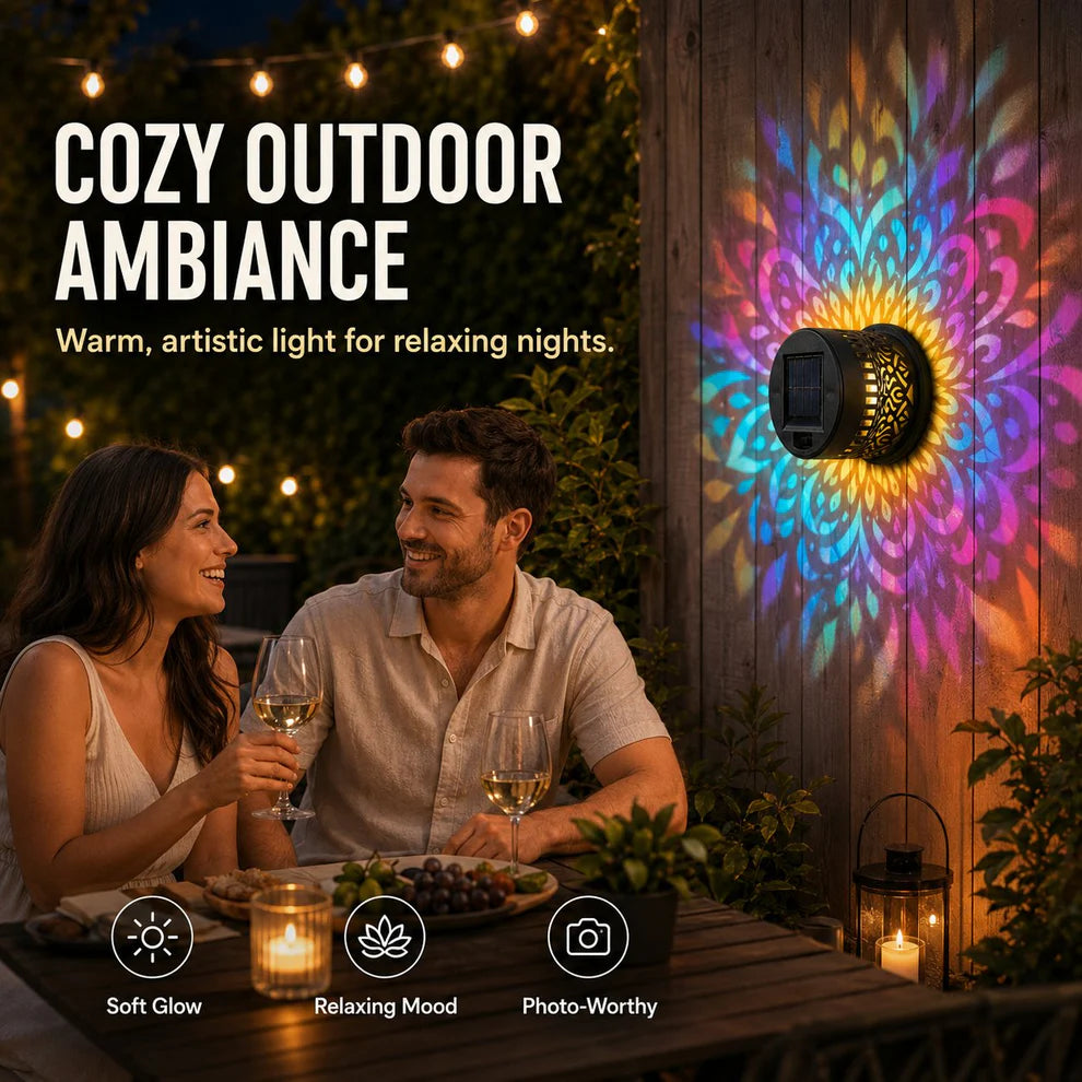 Solar-powered Outdoor Wall Light Projector