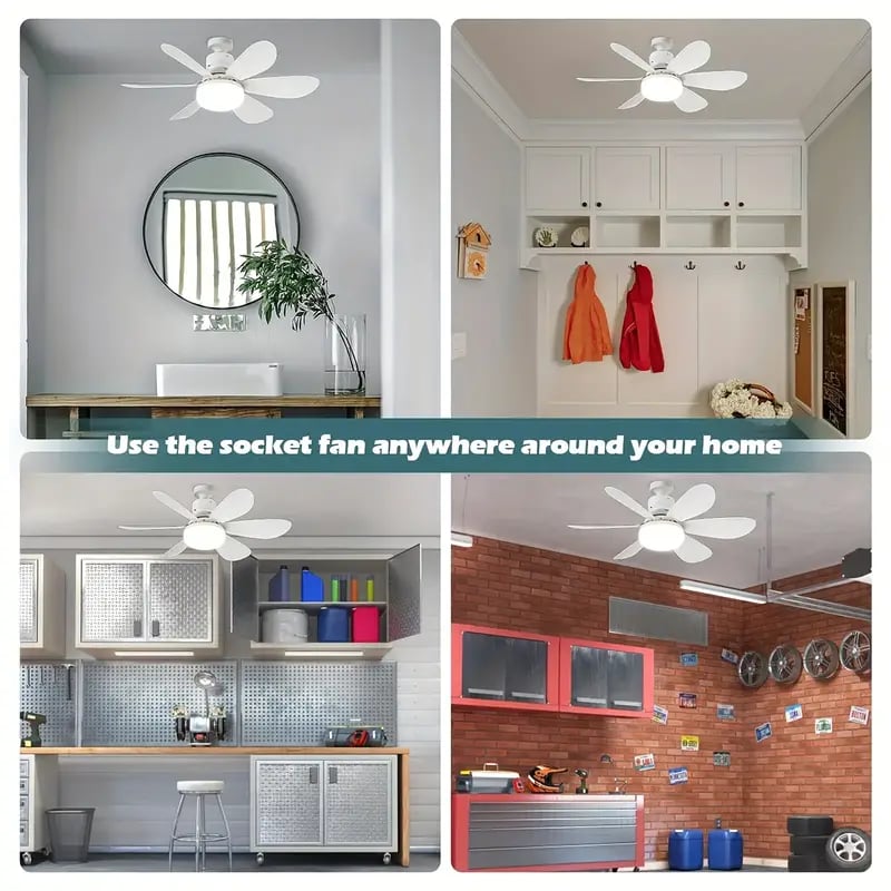 LED Ceiling Fan Light – 20.5” Ultra-Quiet with Remote 🎯 | E27 + FREE