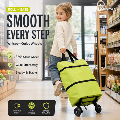 3 in 1 Portable Shopping Cart Foldable Grocery Trolley Lightweight with Wheels
