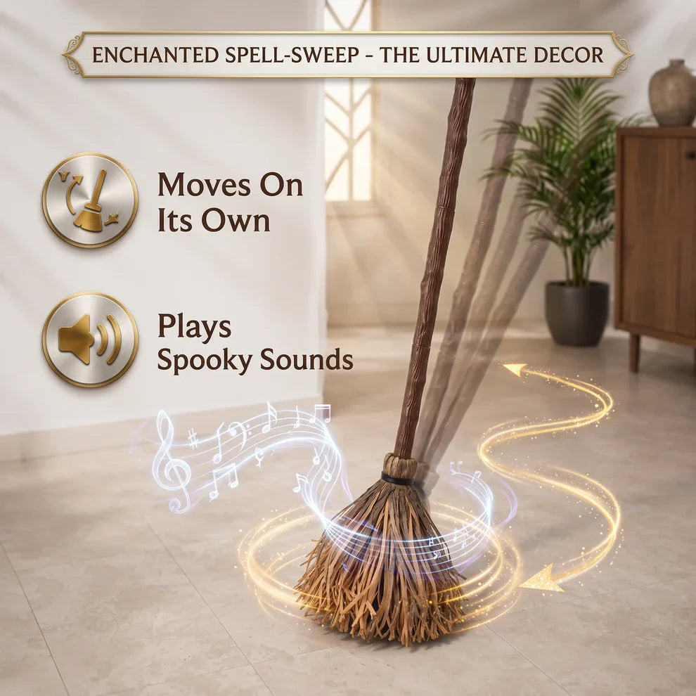 Floating With Broom  for Halloween Party Indoor Home Floor Decor
