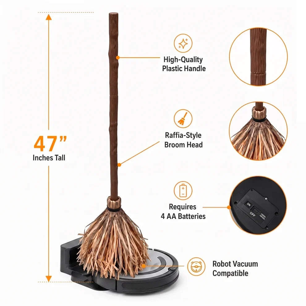 Floating With Broom  for Halloween Party Indoor Home Floor Decor