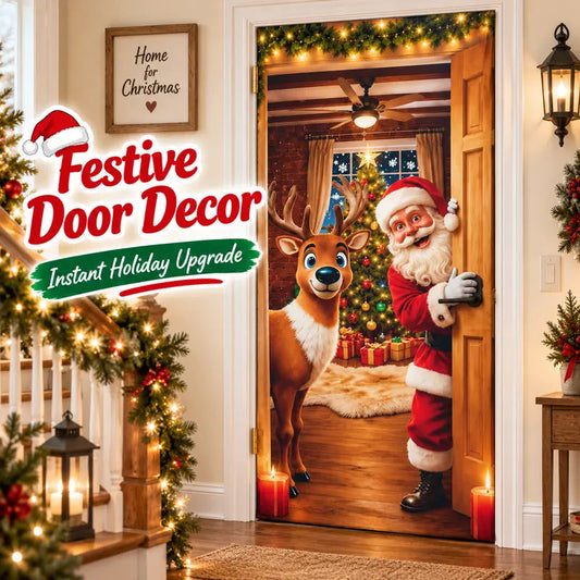 Christmas-themed Scene Decoration Backdrop Door Curtain