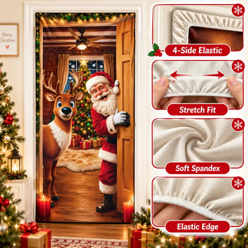 Christmas-themed Scene Decoration Backdrop Door Curtain