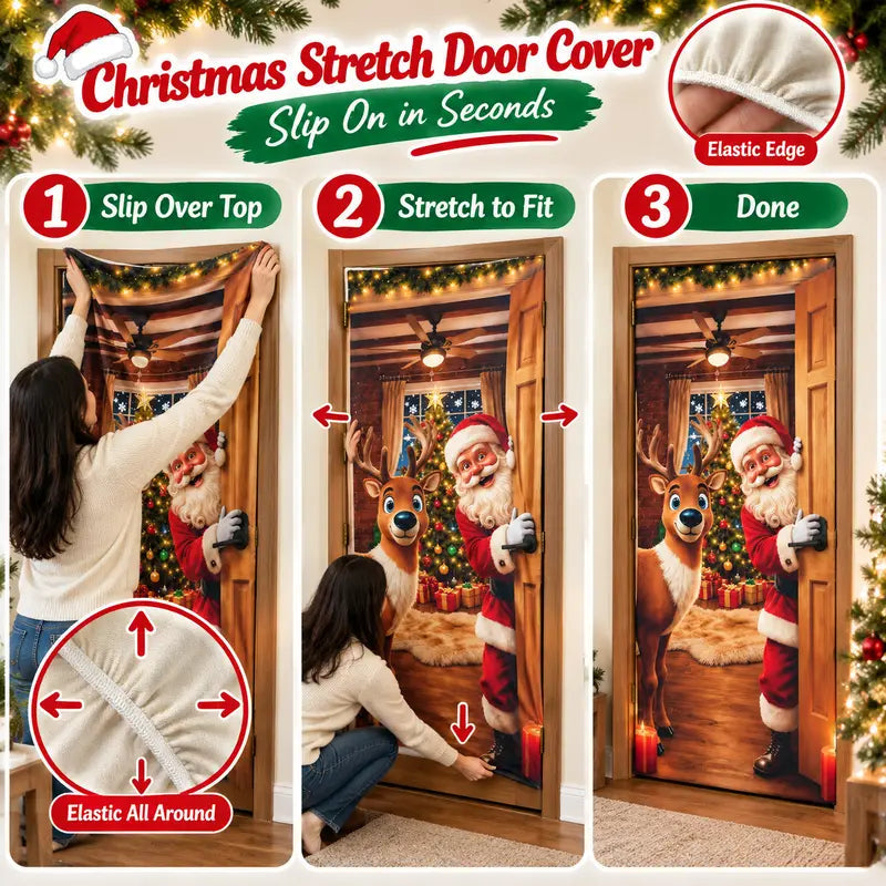 Christmas-themed Scene Decoration Backdrop Door Curtain