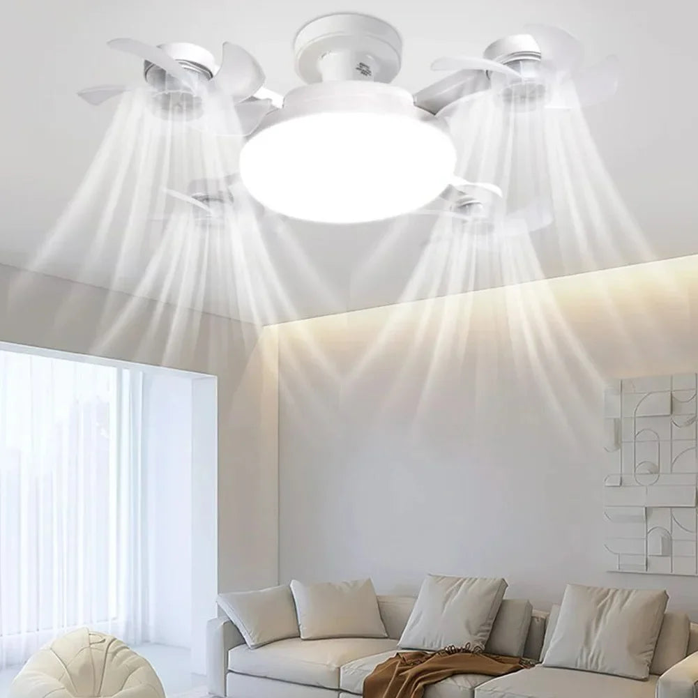 E27 Socket Ceiling Fan Light - 2-in-1 Silent LED Fan with Remote Control, 3 Wind Speeds & 3-Color Dimming