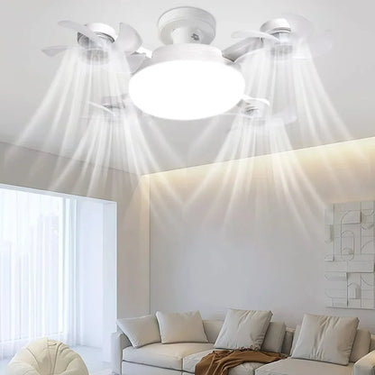 E27 Socket Ceiling Fan Light - 2-in-1 Silent LED Fan with Remote Control, 3 Wind Speeds & 3-Color Dimming