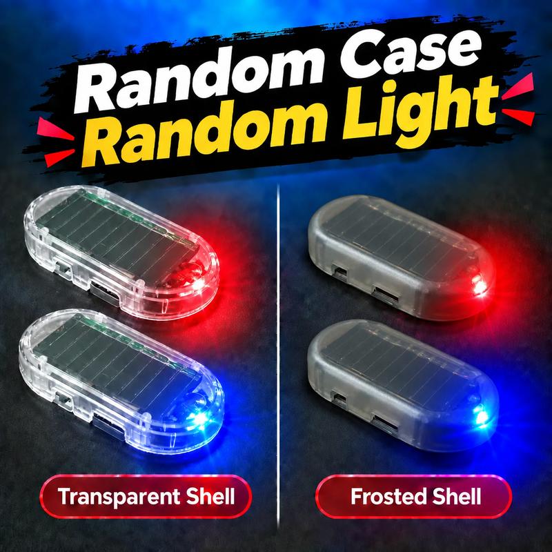 Solar Powered Fake Car Alarm Light, Plastic Material Auto Light Sensor LED Simulated Security Warning Flashing Light, No Wiring DIY Car Anti-Theft Dummy Alarm Lamp