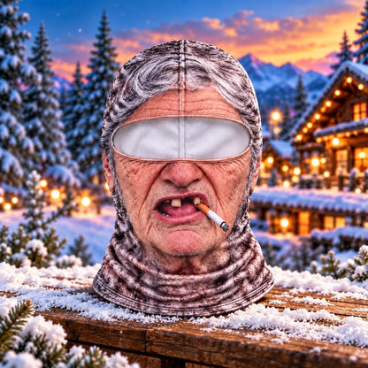 Funny Old Man Face Balaclava Mask, Dralon Thermal Fabric Winter Ski Mask, Warm Wind-Resistant Full Face Cover, Novelty Outdoor Headwear for Men & Women, Skiing, Cycling, Hiking & Winter Activities
