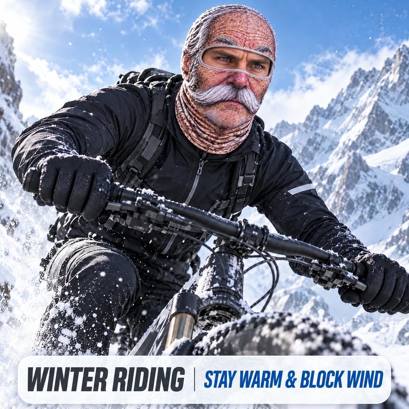 Funny Old Man Face Balaclava Mask, Dralon Thermal Fabric Winter Ski Mask, Warm Wind-Resistant Full Face Cover, Novelty Outdoor Headwear for Men & Women, Skiing, Cycling, Hiking & Winter Activities