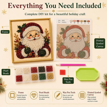 🧘Relaxing & Beginner-Friendly-💎DIY Christmas 3D Pearl Diamond Painting Art Kit With Frame